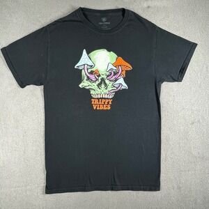 Trippy Vibes Mushroom Skull Tee Size Small Psychedelic‎ Gothcore Festival Shirt